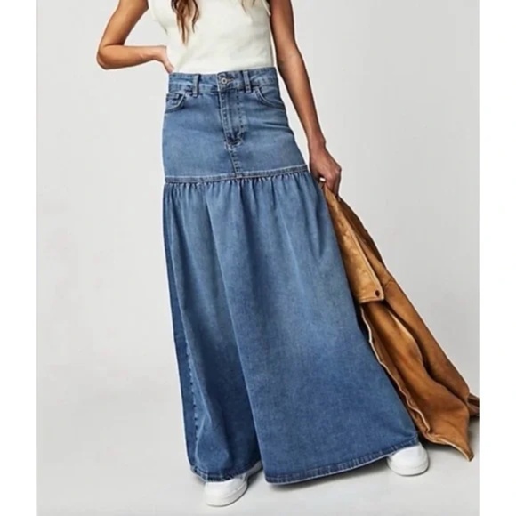 Free People Dresses & Skirts - Free People Jordan denim maxi skirt 4